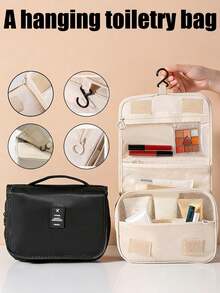 1 pieza Bolsa de maquillaje portátil multifuncional para viajes, bolsa de almacenamiento de cosméticos de varias capas, organizador colgante impermeable de artículos de tocador, bolso de gran capacidad, adecuado para artículos de tocador, bolígrafos, pinceles de sombra de ojos, toallas sanitarias, lápiz labial, lápices de maquillaje, brillo de labios, cuidado de la piel, electrónicos, gran regalo para madres, amigos, maestros, regalo perfecto para vacaciones - Multicolor - Ver 1
