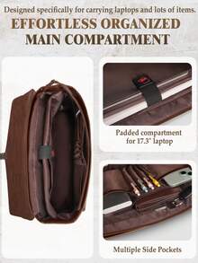 NEWHEY Túi đựng laptop 17 inch, túi đeo chéo cỡ lớn bằng da PU dành cho nam, túi đựng máy tính đeo vai cho công sở. - Nhiều màu - Xem 6