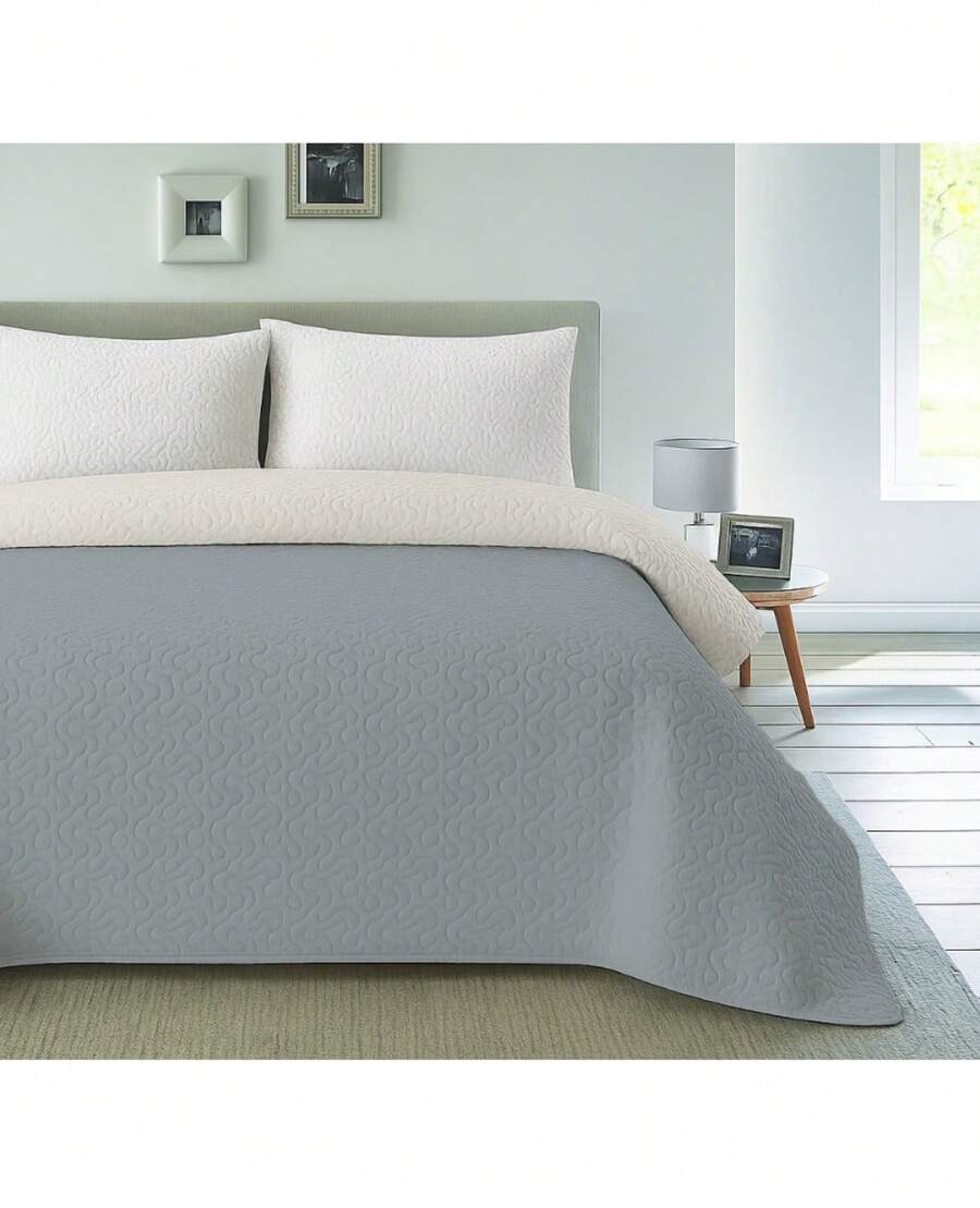 Quilted Bedspread + 2 Pillowcases, Printed For Spring, Summer, Autumn And Winter. 100% Microfiber, 150 X 150 Cm. - Design-6 - View 1