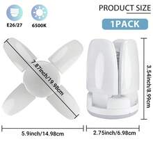 1 Bóng đèn LED E27 (AC85-265V) - Đèn nhà để xe (3000K/6500K, 28W) - Đèn trần có thể gập lại - Thiết kế in 3D - Chiếu sáng trong nhà | Đèn trần hiện đại | Cấu trúc chắc chắn và bền bỉ - Bóng đèn LED - trắng - Xem 9