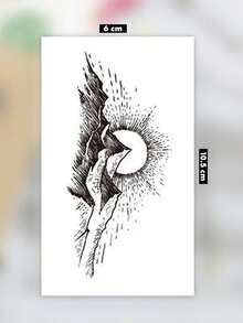 3 Sheets Body Art Temporary Tattoo Stickers, Unisex, Black Mountain Pattern, Waterproof Fake Tattoo, Last 2-5 Days. Can Be Used On Arms, Neck, Shoulders, Waist And Legs For A Quick Body Painted Effect, Ideal For Festivals, Parties And Vacations. - Black - View 5