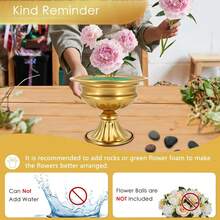 桌面装饰金属花瓶，奢华金色底座碗状花瓶，花卉容器批发，黄铜迷你带底座花碗花盆，婚礼、生日派对、周年纪念中心装饰 - 銅色 - 查看 5