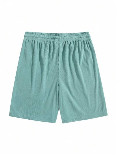 Quần short nam ống đứng bằng vải nhung kẻ, quần short Bermuda dáng rộng in họa tiết, quần đi biển.