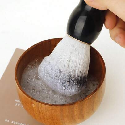 Bộ 2 cọ cạo râu cán gỗ, cọ tạo bọt cạo râu dành cho tiệm cắt tóc, dụng cụ làm sạch da mặt cho nam giới.