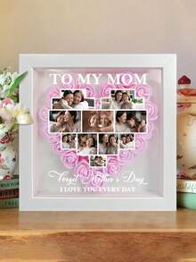 1pc Custom Photos & Text Heart Photo Collage Frame – Personalized Rose Flower Mom Photo Flower Shadow Box Frame With Custom Family Photos & Text | Heartfelt Mother'S Day Gift For Moms | Home Wall & Desk Decor - Multicolor - View 18