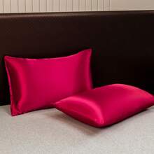 Bộ 2 vỏ gối satin, chất liệu mềm mại như lụa, thoáng khí cho phòng ngủ/phòng khách, có thể giặt máy, bền, chống nhăn. - Màu Đỏ Sâu - Xem 5