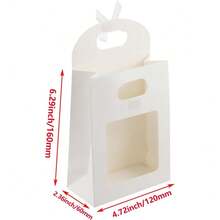 10pcs/1pcKraft Paper Bags With Window, 4.7x6.3 Inch White Small Paper Gift Bag Stand Up Gift Bag With Handle For Candy Cookies Packaging Wedding Birthday Christmas Party Store Retail - White - View 2