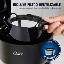 Cafetera Oster, Capacidad de 5 Tazas, Filtro Permanente, Color Negro - 5 Tazas - Ver 9