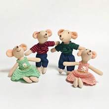 1 pièce/2 pièces Poupée de souris mini détachable de 15 cm pour costume de fête, jouet en tissu doux de souris convenant pour maison de poupée et décoration de mini scène, cadeau pour enfants - Multicolore - Voir 9