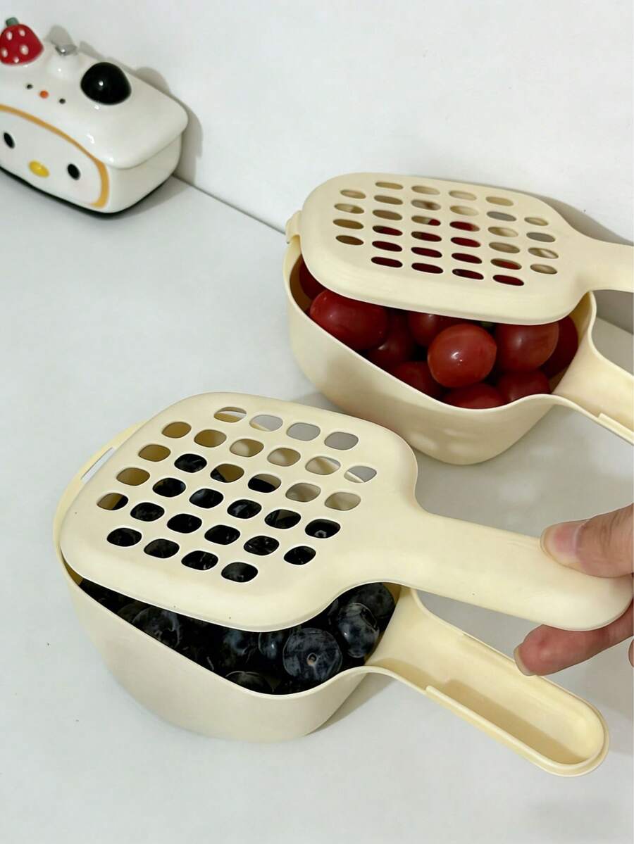 1 rổ lọc trái cây mini dễ vệ sinh có tay cầm - Thích hợp cho anh đào và việt quất, rổ lọc nhà bếp bằng nhựa bền, giá để trái cây nhà bếp