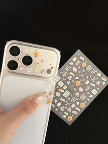 3pcs Cartoon Ocean Summer Camera Lens Protector Case For IPhone 17 ProMax 17 Pro, Matte Transparent Lens Cover With DIY Sticker, Cute Puppy Design - Top Hat Bear - View 2