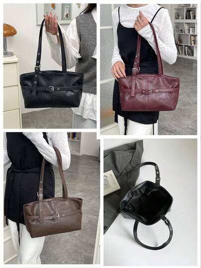1pc Punk Retro Style Women's Tote Bag, With Eyelet And Strap, Elegant Ladies Casual Handbag Tote, Foldable And Portable To Fit Laptop, Tablet, Phone, Wallet, Cosmetics, Suitable For Office, Daily Commute, Shopping, Travel, Photography, Also A Great Gift For Girlfriend Or Mother