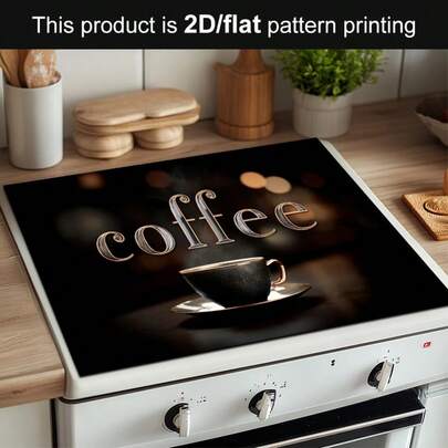 1pc Retro Coffee Pattern Heat-Resistant Protective Cover, Anti-Slip And Scratch-Resistant Surface, Easy To Clean Polyester, Used For Kitchen, Washing Machine, Dryer, Stove Protective Cover, Home Appliance Accessories, Modern Kitchen Utensils Anti-Slip.