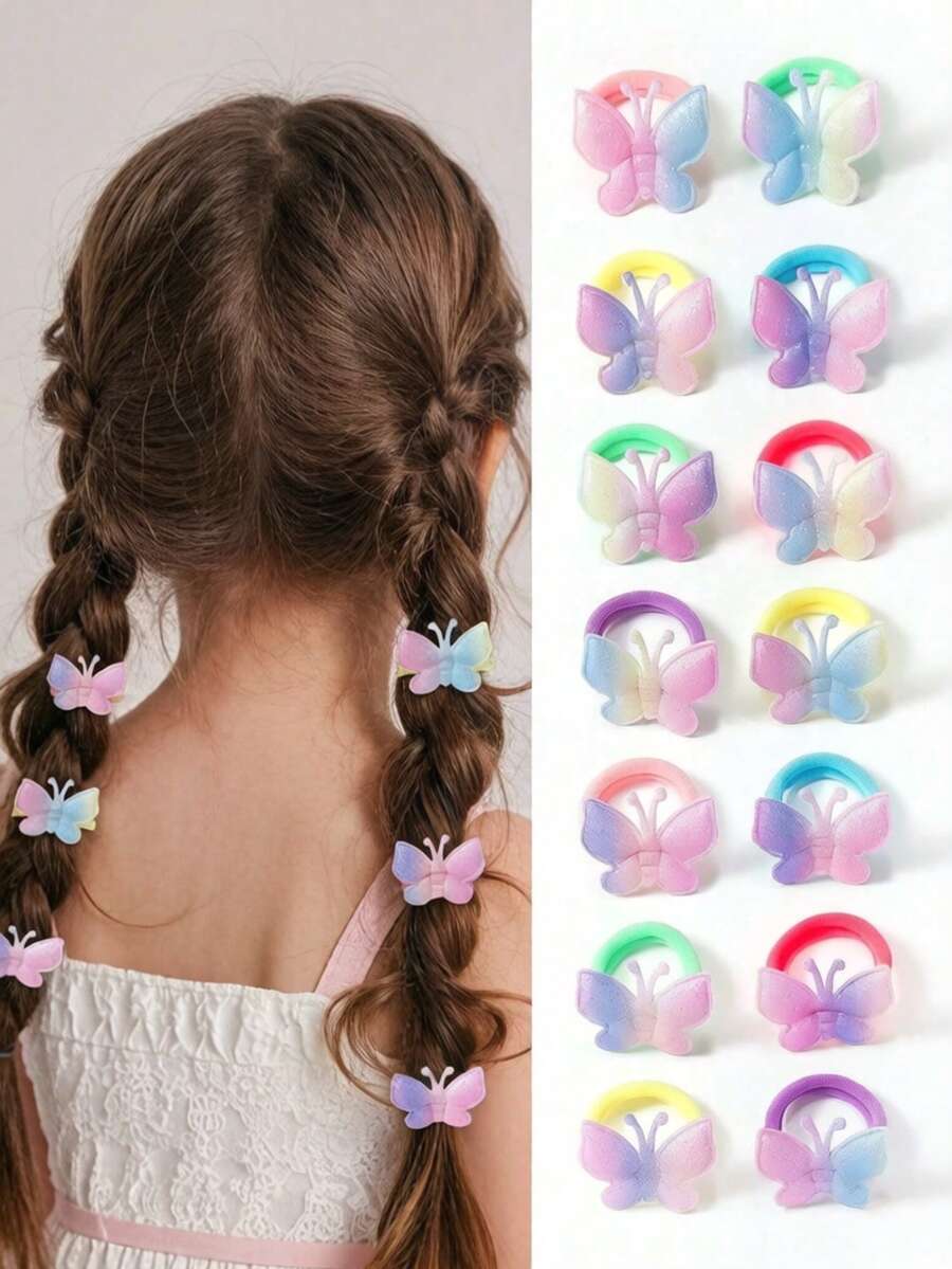 10 pièces Chouchous à oreilles de lapin en tissu 3D de couleur Maillard, jolies attaches de cheveux élastiques à fleurs, doux pour les cheveux, accessoires de cheveux quotidiens et de fête pour filles - Multicolore - Voir 1