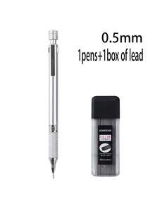 创意0.5/0.7mm半金属自动铅笔套装，配有不易断裂的伸缩笔芯，适用于素描、绘画和办公文具。优质书写工具（1支笔+1盒笔芯） - 彩色 - 查看 11