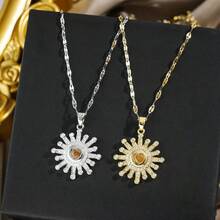 Collier pour femme, collier en acier au titane vintage de luxe avec pendentif soleil et planète, bijou à la mode en cadeau pour femmes, convient pour le Ramadan, la Saint-Valentin, la Fête des Mères, Noël, le Nouvel An et d'autres fêtes - Multicolore - Voir 2