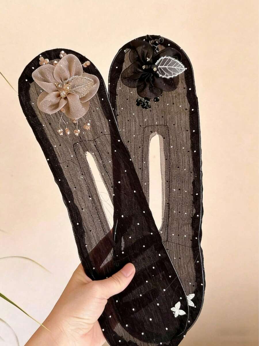 1 pièce Créateur de chignon en queue de poisson avec faux perles et strass pour femmes, décoration élégante et à la mode pour queue de cheval haute, outil de coiffure, frais et doux pour l'été, accessoire de cheveux décoratif mignon et à la mode, convient pour un usage quotidien, les vacances, les voyages, les accessoires de tête, les épingles de coiffure - Multicolore - Voir 1
