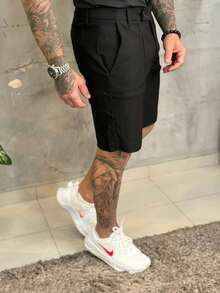 Men's Premium Tailored Ribbed Bengaline Shorts, Colorful, Stylish, And Sporty - Black - View 4