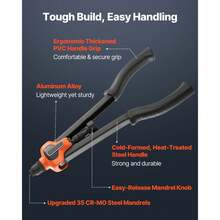Rivet Nut Tool Kit, 17-Inch Rivnut Tool Kit, With 13 Mandrels And 130 Nuts, Metric And SAE Size M3, M4, M5, M6, M8, M10, M12, 1/2-13, 8-32, 10-24, 1/4-20, 5/16-18, 3/8-16 UNC, A Carrying Case - Tay cầm đôi 17 inch - Xem 3