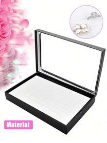 1pc 100-Slot Jewelry Ring Display Box, Large Capacity Storage Box, Tray-Style Earring Storage Display Box, Dust-Proof Transparent Storage Box With Transparent Lid, Suitable For Studs, Earrings And Multiple Rings, Ideal For Drawer Storage And Display - Multicolor - View 6