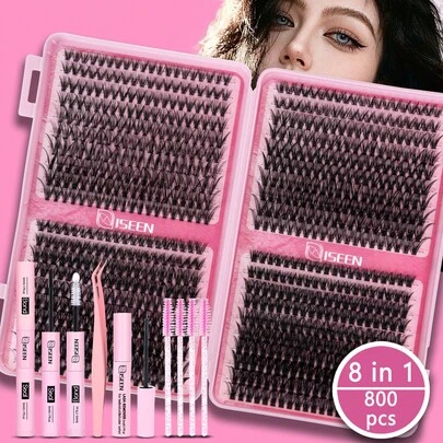 30D 40D 60D 80D Eyelash Extension Kit, Lower Lashes, 8-16mm Mixed Single Lashes Set, Includes Lash Glue, Sealant, Lash Curler, Brush, DIY Eyelash Extension At Home