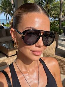 Women's Simple Double-Beam Large Frame Fashion Glasses, Fashionable Outdoor Street Style Eyewear - Multicolor - View 6
