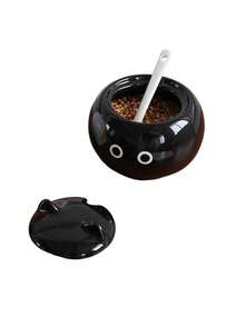 1个陶瓷猫形调料罐，可爱香料调味罐，带勺子，适合存放抹茶粉和茶叶，也可作盐罐使用；是日常家居使用、厨房和餐厅调味料收纳、礼品和节日装饰的理想之选。 - 彩色 - 查看 13