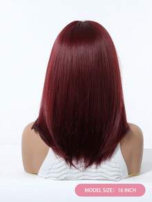 18 Inch Black & Brown Layered Wig With Bangs, Soft & Easy To Style Synthetic Hair, Suitable For Daily Wear, Work, Holidays, Halloween, Christmas, Gift For Women - Red - View 6
