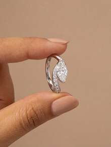 1枚S925纯银5x10毫米扭纹半镶嵌马眼形戒指 - 精致女士珠宝，完美适用于舞会、派对、生日、约会、日常佩戴或作为礼物 - 馬眼戒指 - 查看 3