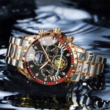 BINBOND 1PC Men's Luminous Multi-Function Six-Needle Stainless Steel Strap Quartz Watch Business Father's Day Valentine's Day Souvenir For Daily Wear - Multicolor - View 4