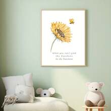 1 pieza Impresión en lienzo de acuarela de girasol y abeja - Arte de pared con cita inspiradora vibrante, póster reutilizable de poliéster sin marco para decoración del hogar, oficina o estudio, regalo perfecto de naturaleza de verano, decoración de sala de estar - A - Ver 6