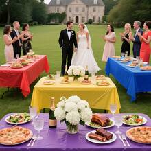 3/1 Pack/Disposable Plastic Tablecloth 54 Inches X 108 Inches, Premium PEVA Party Tablecloth Fits 6 To 8 Ft Tables, Suitable For Indoor Or Outdoor Party, Birthday, Wedding, Valentine's Day, Engagement, Anniversary, Buffet (Red) - Red - View 8