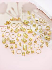 55 st. töjbara hårsnoddar i flera former - justerbara hårspännen i legering, håraccessoarer i bohemisk stil för unisex - Guld - Visa 4