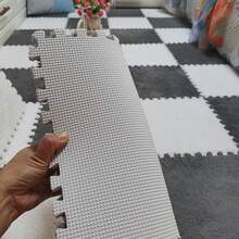 24-Piece Solid-Color Bedroom Full-Floor Carpet, Seamless Connection, Stain-Resistant, Suitable For Home Decoration, Floor Mat, Applicable To Bedroom, Living Room, Study, Indoor Decoration - Xám - Xem 7