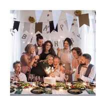 黑色镶边餐具套装，黑色餐盘配金色镶边，适用于生日、派对、宴会、节日聚会、新年庆祝活动、餐饮活动等各种场合。 - 黑色 - 查看 4