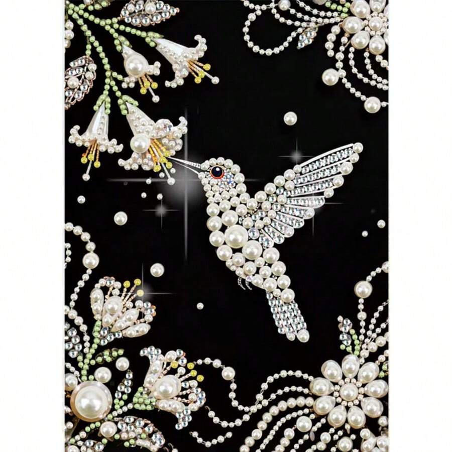 Bộ tranh đính kim cương 2D tự làm, 1 bộ, kích thước 11.8x15.7 inch, thêu kim cương ngọc trai hình chim ruồi và hoa, trang trí nhà cửa cho phòng khách và phòng ngủ, thân thiện với người mới bắt đầu, kim cương nhựa, vải canvas độ phân giải cao, bao gồm bộ dụng cụ, vật liệu xuyên biên giới, quà tặng nghệ thuật trang trí nhà cửa, bộ tranh thêu kim cương, tranh treo tường phòng khách và lối vào, quà tặng thủ công, trang trí nhà cửa sáng tạo. - Đen và trắng - Xem 1