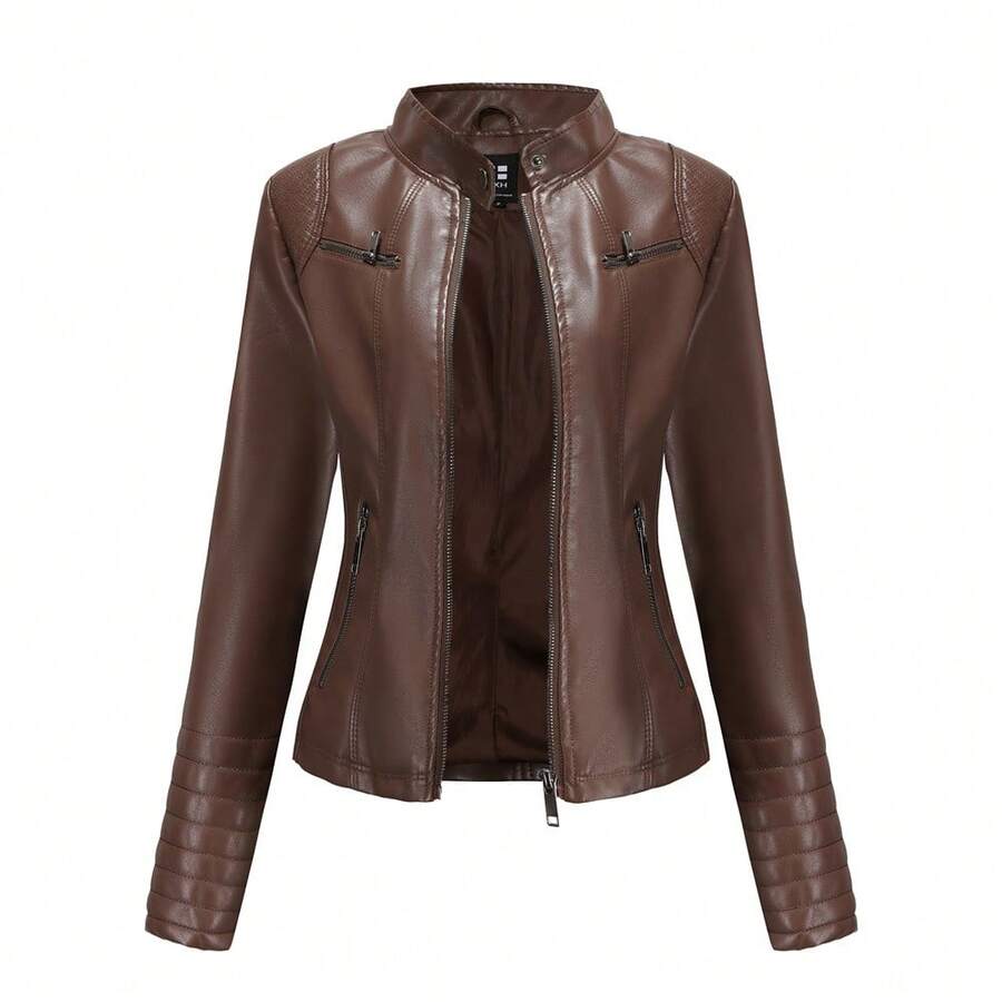 Women Outdoor Jackets - Coffee - View 1