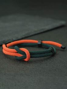 1 pieza Pulsera de hombre hecha a mano de cuerda de nailon trenzada de 4 mm con cadena ajustable, perfecta como regalo para el Día del Padre o el Día de San Valentín - Pulsera ajustable de doble capa de 4 mm - Ver 6