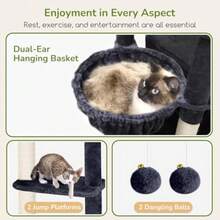 Cat Tree For Indoor Cats 80in Heavy Duty Cat Tower With 6 Full Wrapped Sisal Scratching Posts 3 Spacious Multi-Level Cat Condos Oversized Fan-Shaped Perch Dark Grey - 深灰色 - 查看 6