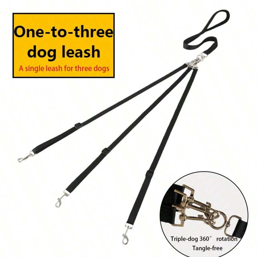 3-In-1 Dog Leash: Made Of Nylon Material, Available In Multiple Colors. Comes With A Detachable And Adjustable Auxiliary Leash, Very Suitable For Multi-Pet Households. Applicable For Car Travel, Hiking, Camping And Other Scenarios, Making Walking Dogs Outdoors Safer. - Green - View 1