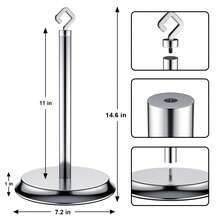 纸巾架 钢制纸巾架 台面式纸巾架，黑色纸巾架，适用于厨房台面、吧台和餐桌，适用于标准卷和超大卷纸巾 - 亮銀色 - 查看 2