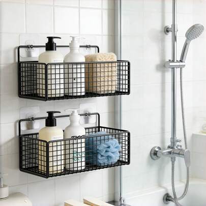 1/2/3 piezas Estantes de baño, Juego de estantes de baño multiusos montados en la pared, Cesta de almacenamiento montada en la pared ahorradora de espacio, Estantes a prueba de óxido adecuados para baño, inodoro y dormitorio