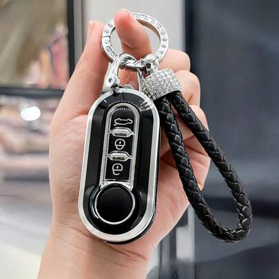 1个柔软TPU汽车钥匙遥控器保护套，适用于菲亚特500、宝业、博朗、依维柯、奥尔森等车型，女性适用。