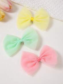 10pcs Colorful Shiny Mesh Chiffon Bow Hair Clips, Cute Princess Side Bangs Clips, Versatile Barrettes For Daily Use,Summer,Holiday,Travel, Head Accessories,Festival,Party - Multicolor - View 5