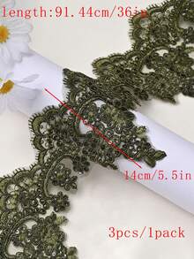 Vải ren thêu XDH1589, chất liệu thủ công tự làm, dùng để trang trí váy cưới, rèm cửa, khăn trải bàn, sân khấu đám cưới, chiều dài: 90cm - 90cm. - xanh quân đội - Xem 25