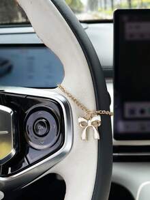 1pc Bow Tie Pendant Car Hanging Decor, Personalized Car Interior Accessory Chain Pendant - A - View 5