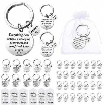 Conjunto de 30 chaveiros para o Dia das Mães, presentes de aniversário para mães, da filha para a filha - Chaveiro "Como minha mãe e melhor amiga", "Amo você para sempre, mãe". Os chaveiros são ideais para ocasiões como batizados e casamentos, fáceis de compartilhar com convidados ou familiares.
