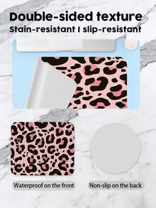 1 件装，粉色豹纹 PU 皮革鼠标垫，笔记本电脑桌垫，防滑，可水洗，防污，适合情侣/学生/办公室/学习空间，生日礼物，毕业礼物。 - 查看 9