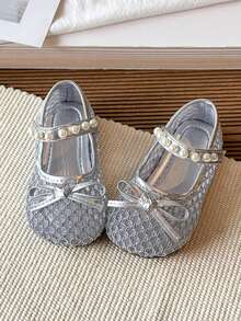 2026夏季新款女童镂空编织皮鞋，儿童软底公主鞋，女童低帮鞋 - 銀色 - 查看 3