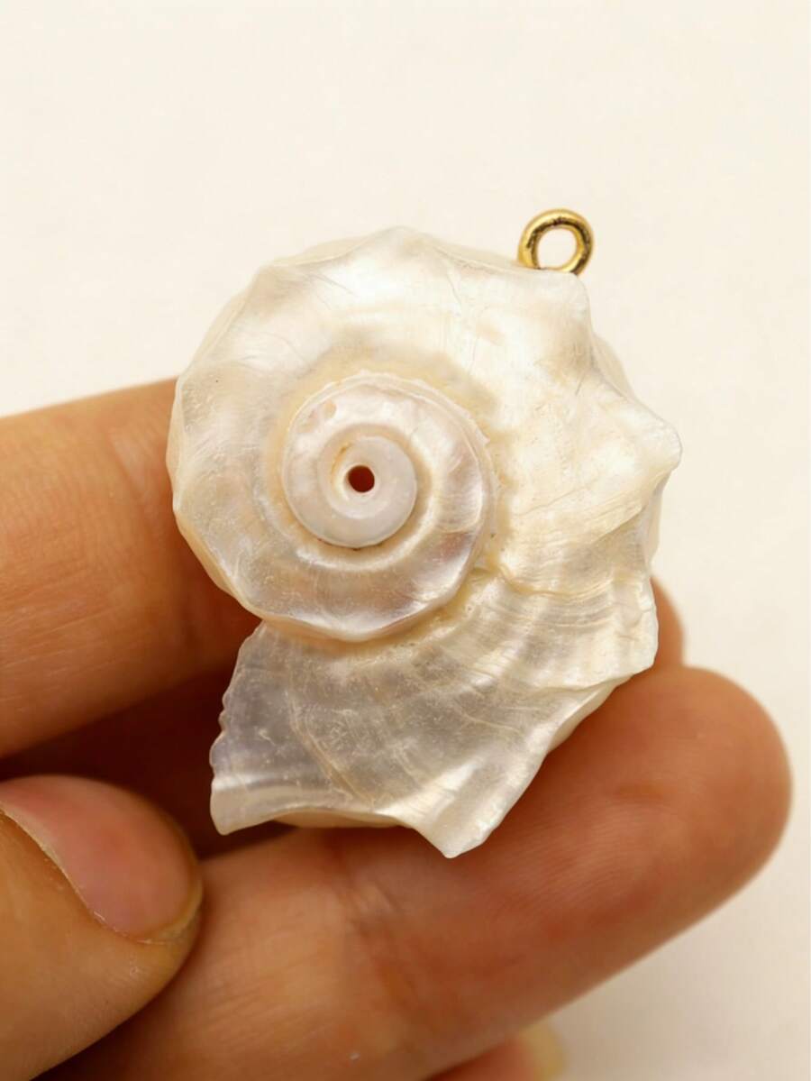 1/3 件夏季新款天然贝壳 18K 金不锈钢吊坠，手工 DIY 饰品项链吊坠配饰 - 海螺 - 查看 1
